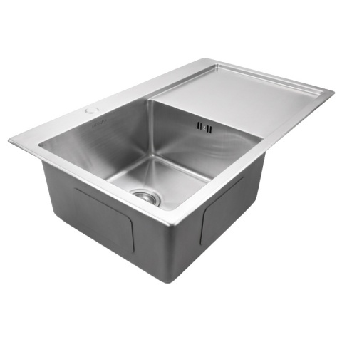 ZLEW KUCHENNY ZLEWOZMYWAK JEDNOKOMOROWY Z OCIEKACZEM STALOWY INOX MILOS-CH-78X48 DOZOWNIK SYFON UCHWYTY