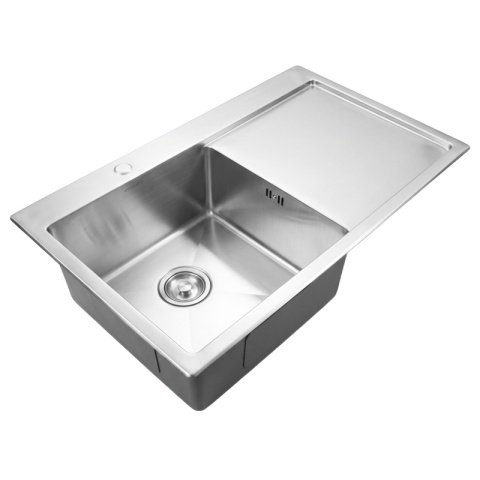 ZLEW KUCHENNY ZLEWOZMYWAK JEDNOKOMOROWY Z OCIEKACZEM STALOWY INOX MILOS-CH-78X48 DOZOWNIK SYFON UCHWYTY