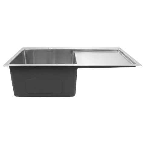 ZLEW KUCHENNY ZLEWOZMYWAK JEDNOKOMOROWY Z OCIEKACZEM STALOWY INOX MILOS-CH-78X48 DOZOWNIK SYFON UCHWYTY
