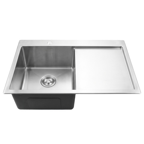 ZLEW KUCHENNY ZLEWOZMYWAK JEDNOKOMOROWY Z OCIEKACZEM STALOWY INOX MILOS-CH-78X48 DOZOWNIK SYFON UCHWYTY