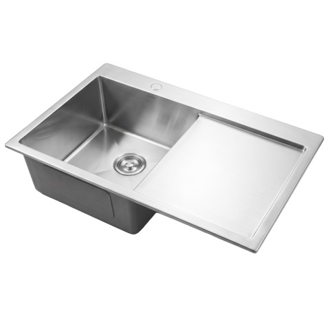 ZLEW KUCHENNY ZLEWOZMYWAK JEDNOKOMOROWY Z OCIEKACZEM STALOWY INOX MILOS-CH-78X48 DOZOWNIK SYFON UCHWYTY