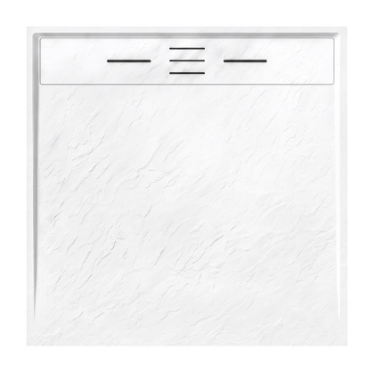 BRODZIK PRYSZNICOWY KWADRATOWY 80x80 CM NISKI BIAŁY STRUKTURA KAMIENIA MAT DEKO