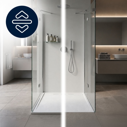 BRODZIK PRYSZNICOWY KWADRATOWY 80x80 CM NISKI BIAŁY STRUKTURA KAMIENIA MAT DEKO