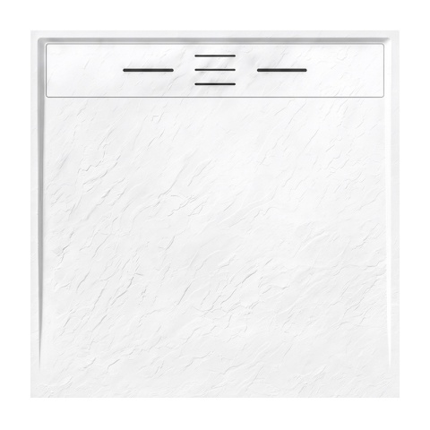 BRODZIK PRYSZNICOWY KWADRATOWY 90x90 CM NISKI BIAŁY STRUKTURA KAMIENIA MAT DEKO