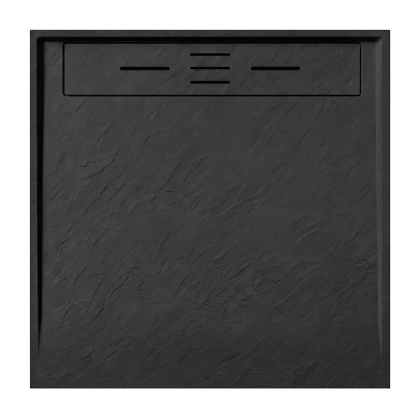 BRODZIK PRYSZNICOWY KWADRATOWY 100x100 CM NISKI CZARNY STRUKTURA KAMIENIA MAT DEKO