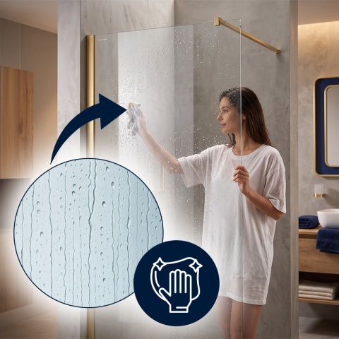 ŚCIANKA PRYSZNICOWA 100X200 CM WALK-IN ZŁOTA ZŁOTO SZCZOTKOWANE SZKŁO HARTOWANE 8 MM SH07