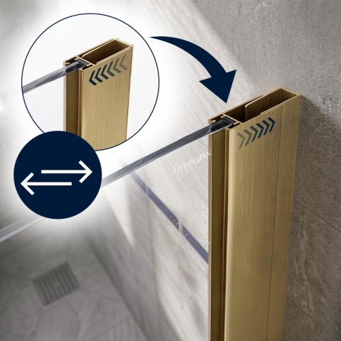 ŚCIANKA PRYSZNICOWA 120X200 CM WALK-IN ZŁOTA ZŁOTO SZCZOTKOWANE SZKŁO HARTOWANE 8 MM SH07