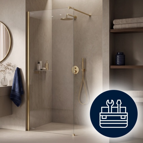 ŚCIANKA PRYSZNICOWA 120X200 CM WALK-IN ZŁOTA ZŁOTO SZCZOTKOWANE SZKŁO HARTOWANE 8 MM SH07