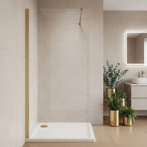ŚCIANKA PRYSZNICOWA 120X200 CM WALK-IN ZŁOTA ZŁOTO SZCZOTKOWANE SZKŁO HARTOWANE 8 MM SH07