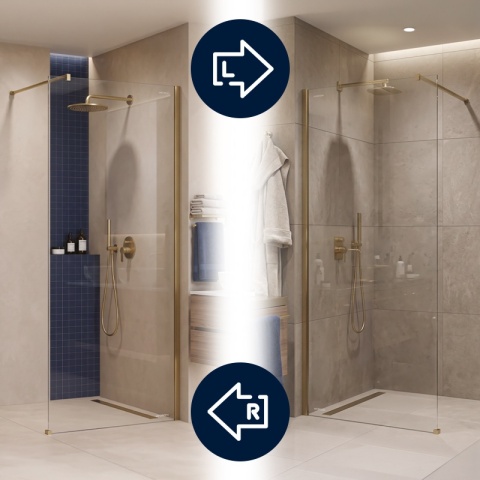 ŚCIANKA PRYSZNICOWA 70X200 CM WALK-IN ZŁOTA ZŁOTO SZCZOTKOWANE SZKŁO HARTOWANE 8 MM SH07