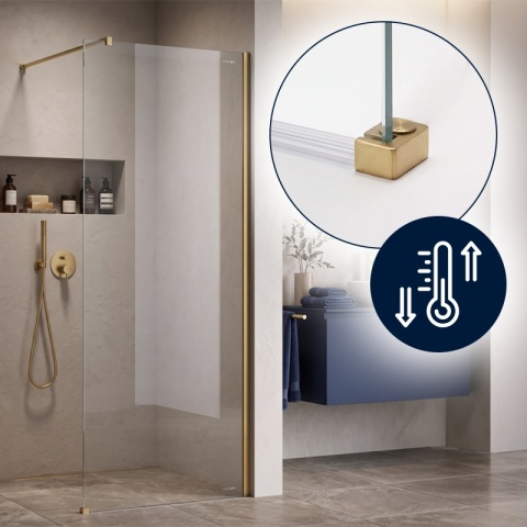 ŚCIANKA PRYSZNICOWA 80X200 CM WALK-IN ZŁOTA ZŁOTO SZCZOTKOWANE SZKŁO HARTOWANE 8 MM SH07