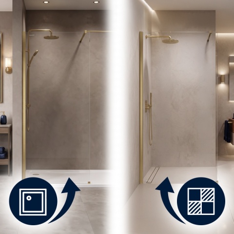 ŚCIANKA PRYSZNICOWA 80X200 CM WALK-IN ZŁOTA ZŁOTO SZCZOTKOWANE SZKŁO HARTOWANE 8 MM SH07
