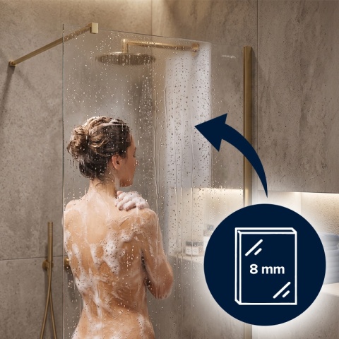ŚCIANKA PRYSZNICOWA 90X200 CM WALK-IN ZŁOTA ZŁOTO SZCZOTKOWANE SZKŁO HARTOWANE 8 MM SH07