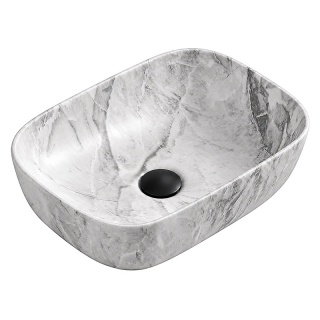 UMYWALKA NABLATOWA CERAMICZNA PROSTOKĄTNA MILO-MAR2-455 SZARY MARMUR 45x32 CM