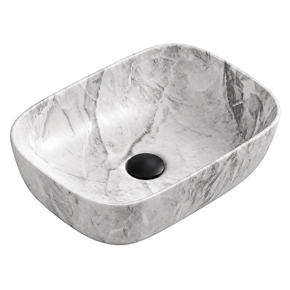 UMYWALKA NABLATOWA CERAMICZNA PROSTOKĄTNA MILO-MAR2-455 SZARY MARMUR 45x32 CM