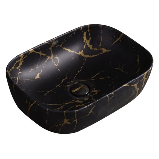 UMYWALKA NABLATOWA CERAMICZNA PROSTOKĄTNA MILO-MTB-MAR3-455 CZARNY MARMUR MAT 45x32 CM