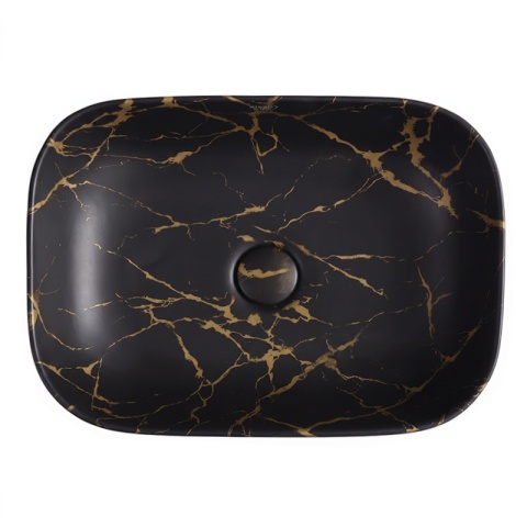 UMYWALKA NABLATOWA CERAMICZNA PROSTOKĄTNA MILO-MTB-MAR3-455 CZARNY MARMUR MAT 45x32 CM