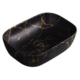 UMYWALKA NABLATOWA CERAMICZNA PROSTOKĄTNA MILO-MTB-MAR3-455 CZARNY MARMUR MAT 45x32 CM