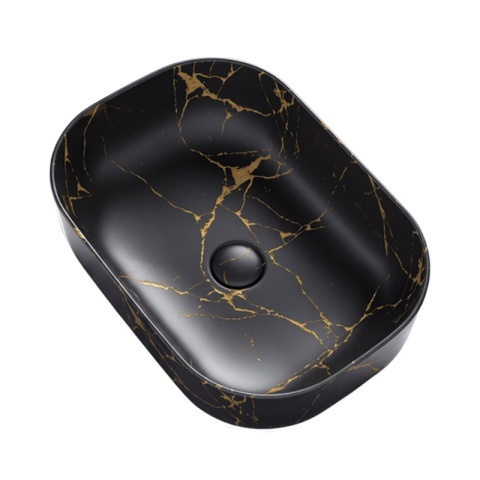 UMYWALKA NABLATOWA CERAMICZNA PROSTOKĄTNA MILO-MTB-MAR3-455 CZARNY MARMUR MAT 45x32 CM