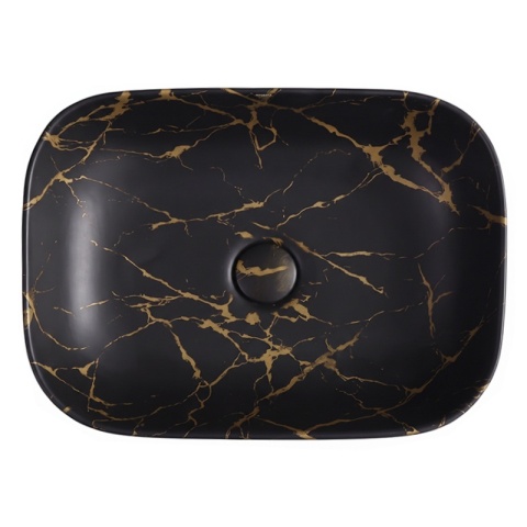 UMYWALKA NABLATOWA CERAMICZNA PROSTOKĄTNA MILO-MTB-MAR3-455 CZARNY MARMUR MAT 45x32 CM