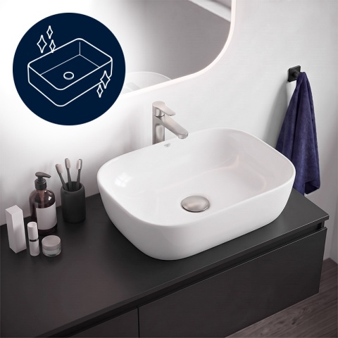 UMYWALKA NABLATOWA CERAMICZNA PROSTOKĄTNA MILO-WH-455 BIAŁY POŁYSK 45x32 CM
