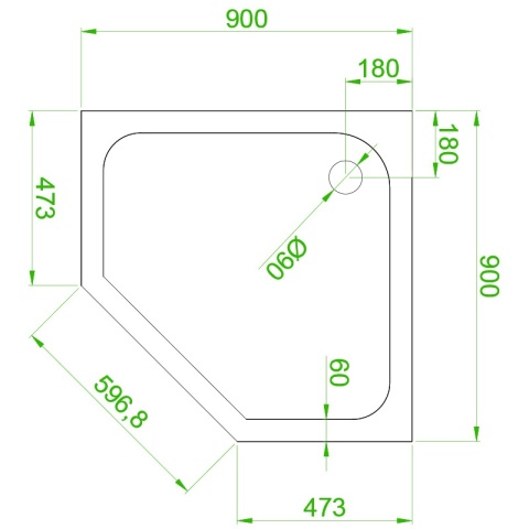 BRODZIK PRYSZNICOWY KAMIENNY PIĘCIOKĄTNY SLIM RAVE CZARNY 90x90 CM