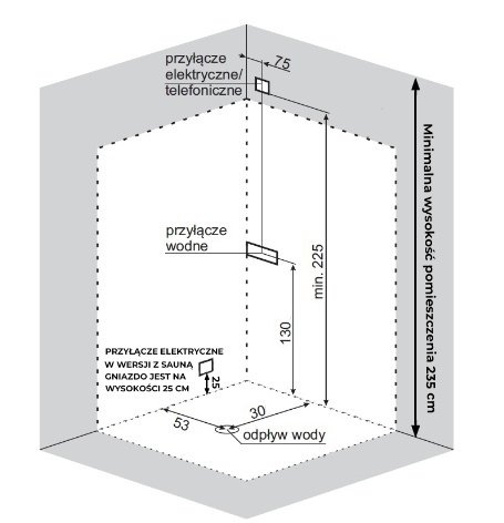 KABINA PRYSZNICOWA Z HYDROMASAŻEM I SAUNĄ WSH7716S 120x85 CM