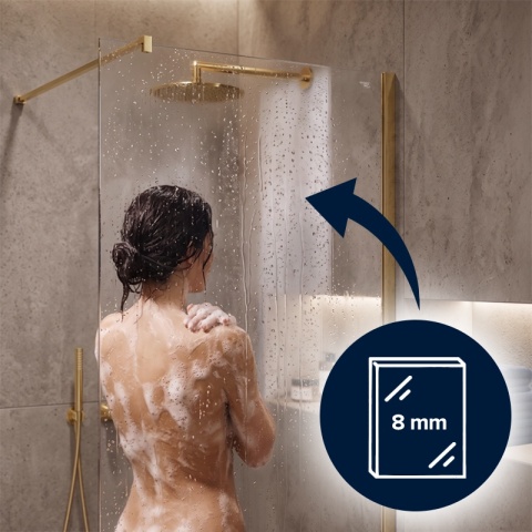 ŚCIANKA PRYSZNICOWA 80X200 CM SZYBA WALK-IN ZŁOTA SZKLANA SZKŁO HARTOWANE 8 MM SH07