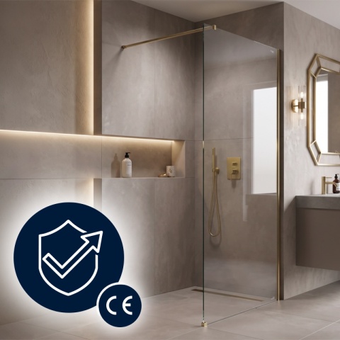 ŚCIANKA PRYSZNICOWA 80X200 CM SZYBA WALK-IN ZŁOTA SZKLANA SZKŁO HARTOWANE 8 MM SH07