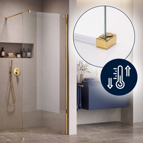 ŚCIANKA PRYSZNICOWA 80X200 CM SZYBA WALK-IN ZŁOTA SZKLANA SZKŁO HARTOWANE 8 MM SH07