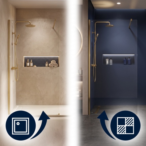 ŚCIANKA PRYSZNICOWA 80X200 CM SZYBA WALK-IN ZŁOTA SZKLANA SZKŁO HARTOWANE 8 MM SH07