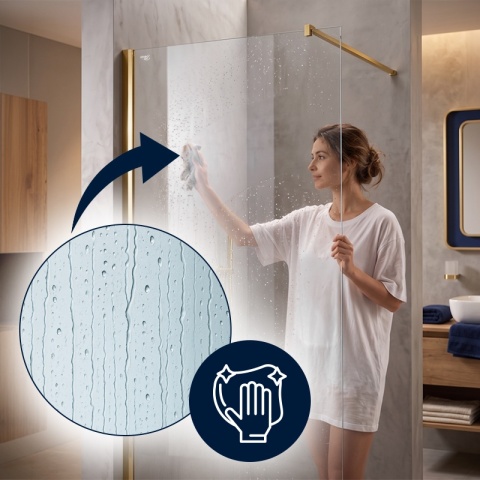 ŚCIANKA PRYSZNICOWA 90X200 CM SZYBA WALK-IN ZŁOTA SZKLANA SZKŁO HARTOWANE 8 MM SH07