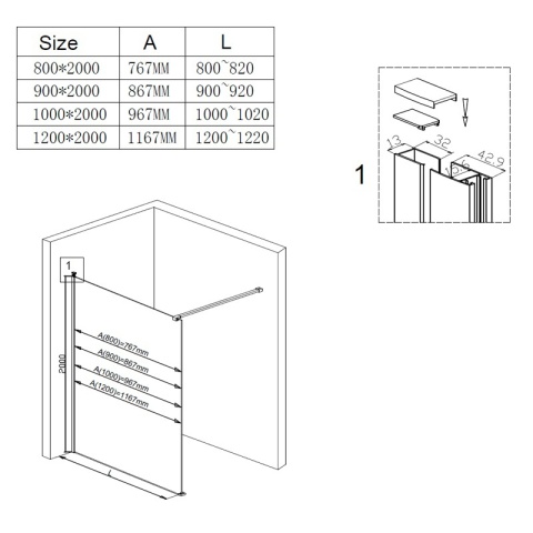 ŚCIANKA PRYSZNICOWA 90X200 CM SZYBA WALK-IN ZŁOTA SZKLANA SZKŁO HARTOWANE 8 MM SH07