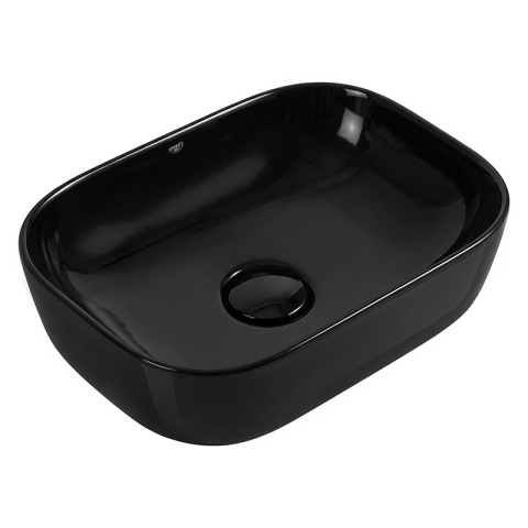 UMYWALKA NABLATOWA CERAMICZNA PROSTOKĄTNA MILO-BL-370 CZARNY POŁYSK 37x25 CM