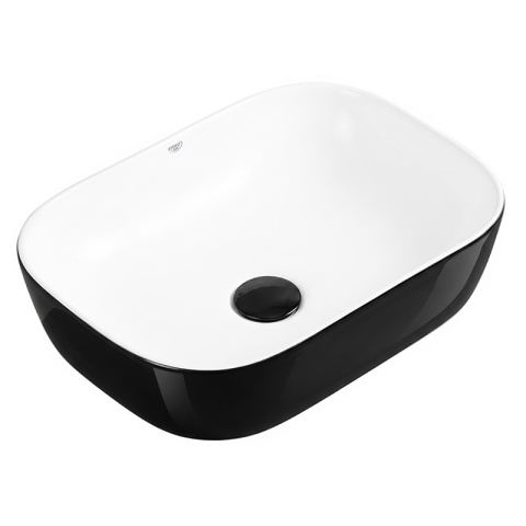 UMYWALKA NABLATOWA CERAMICZNA PROSTOKĄTNA MILO-BL-WH-455 CZARNY POŁYSK 45x32 CM
