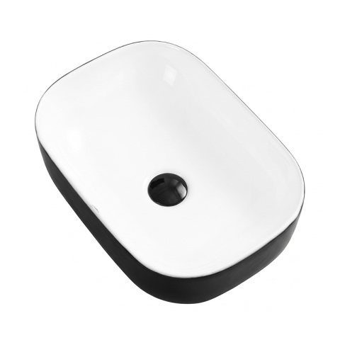 UMYWALKA NABLATOWA CERAMICZNA PROSTOKĄTNA MILO-BL-WH-455 CZARNY POŁYSK 45x32 CM