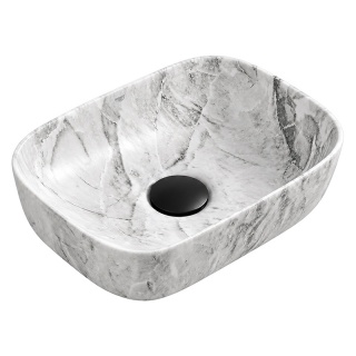 UMYWALKA NABLATOWA CERAMICZNA PROSTOKĄTNA MILO-MAR2-370 SZARY MARMUR MAT 37x25 CM