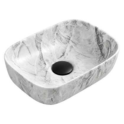 UMYWALKA NABLATOWA CERAMICZNA PROSTOKĄTNA MILO-MAR2-370 SZARY MARMUR MAT 37x25 CM