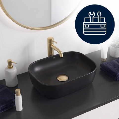 UMYWALKA NABLATOWA CERAMICZNA PROSTOKĄTNA MILO-MTB-370 CZARNY MAT 37x25 CM