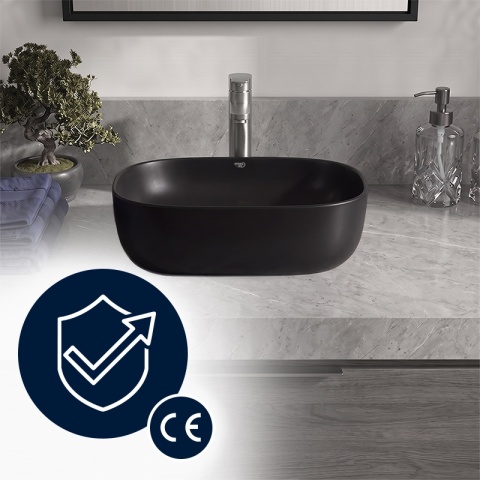 UMYWALKA NABLATOWA CERAMICZNA PROSTOKĄTNA MILO-MTB-370 CZARNY MAT 37x25 CM