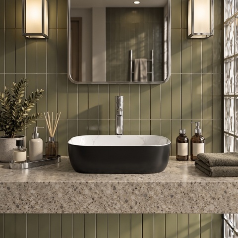 UMYWALKA NABLATOWA CERAMICZNA PROSTOKĄTNA MILO-MTB-MAR1-455 CZARNY MAT MARMUR 45x32 CM