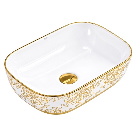 UMYWALKA NABLATOWA CERAMICZNA PROSTOKĄTNA MILO-WH-MOD1-455 BIAŁY POŁYSK 45x32 CM