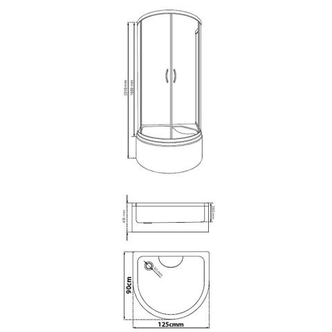 KABINA PRYSZNICOWA Z HYDROMASAŻEM WSH7128 125x90 CM