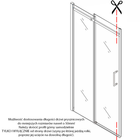 DRZWI PRYSZNICOWE KZ09D CZARNE 125-130 CM 8 MM