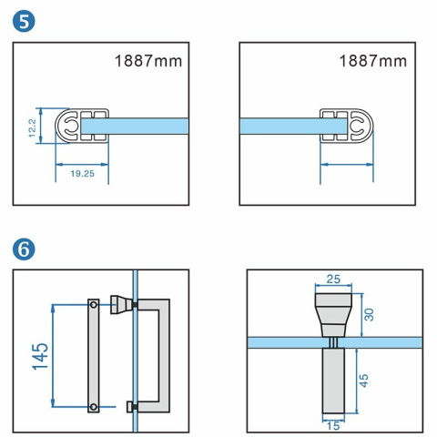 DRZWI PRYSZNICOWE KZ11E CHROM 120 CM 6 MM