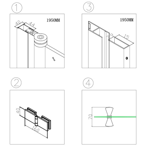 DRZWI PRYSZNICOWE SH01C CZARNE 100 CM