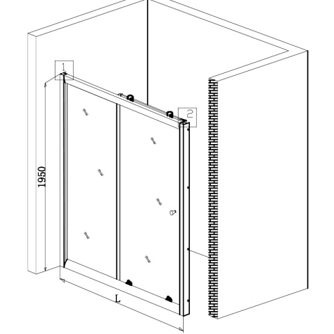 DRZWI PRYSZNICOWE SH02E CHROM 120 CM 6 MM