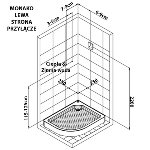 KABINA PRYSZNICOWA Z HYDROMASAŻEM I SAUNĄ MONAKO 9914LS LEWA CHROM 120x85 CM