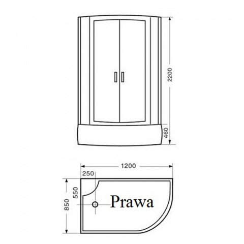 KABINA PRYSZNICOWA Z HYDROMASAŻEM VICTORIA 9912R PRAWA 120x85 CM