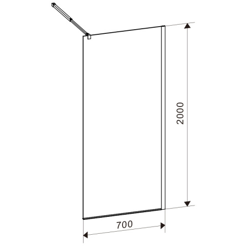 ŚCIANKA PRYSZNICOWA SH07A CZARNA 70 CM 8 MM